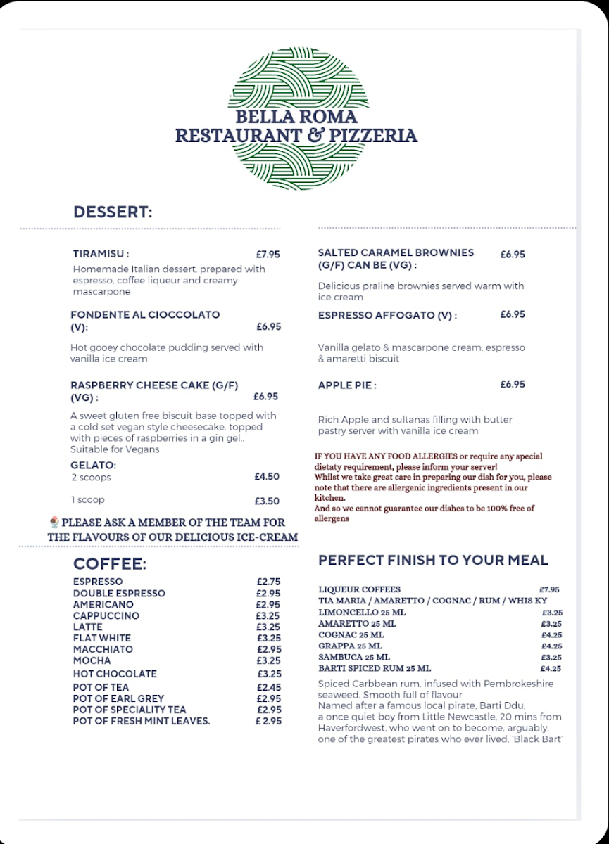 Menu Bella Roma Restaurant & Pizzeria-2