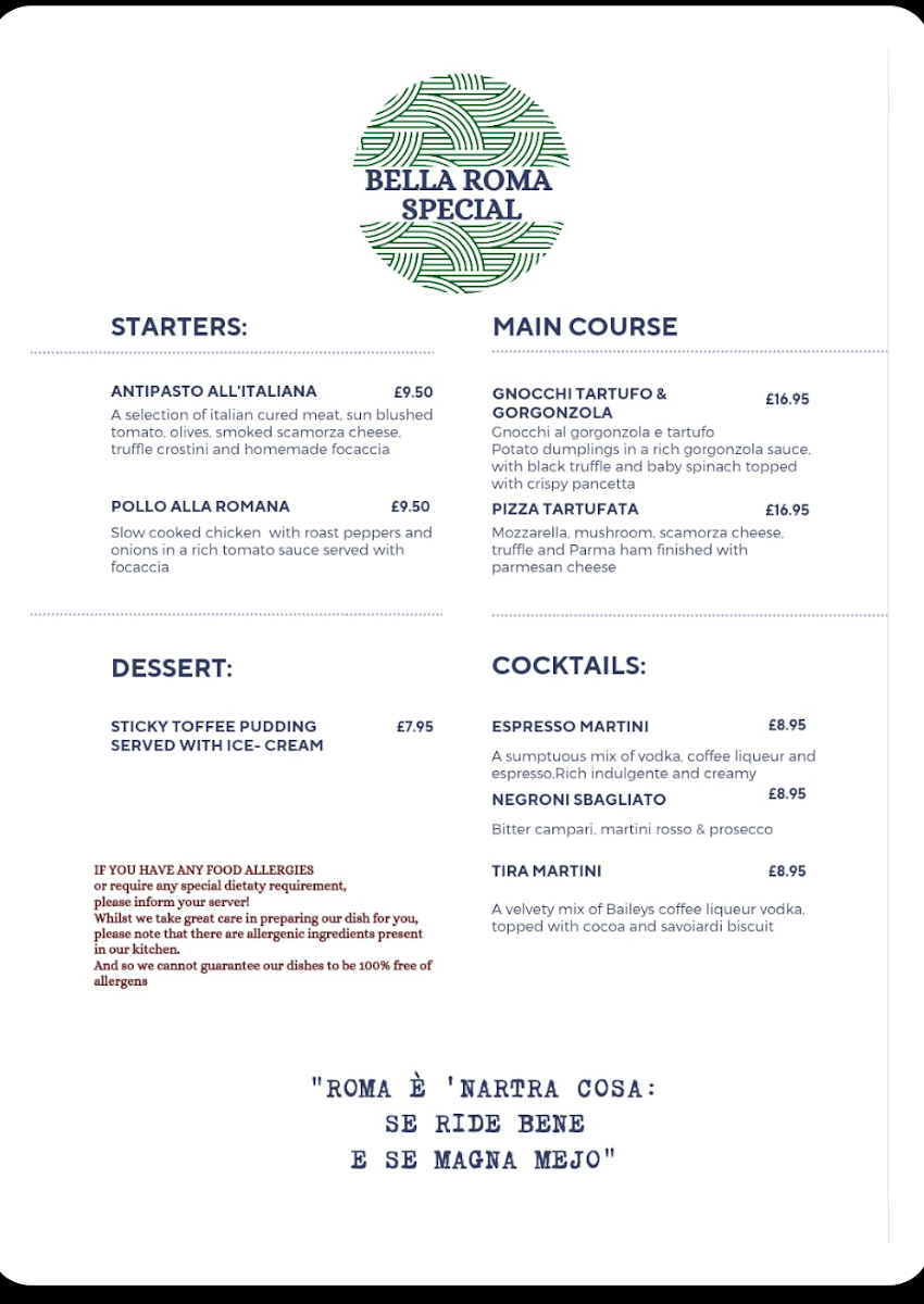 Menu Bella Roma Restaurant & Pizzeria-3